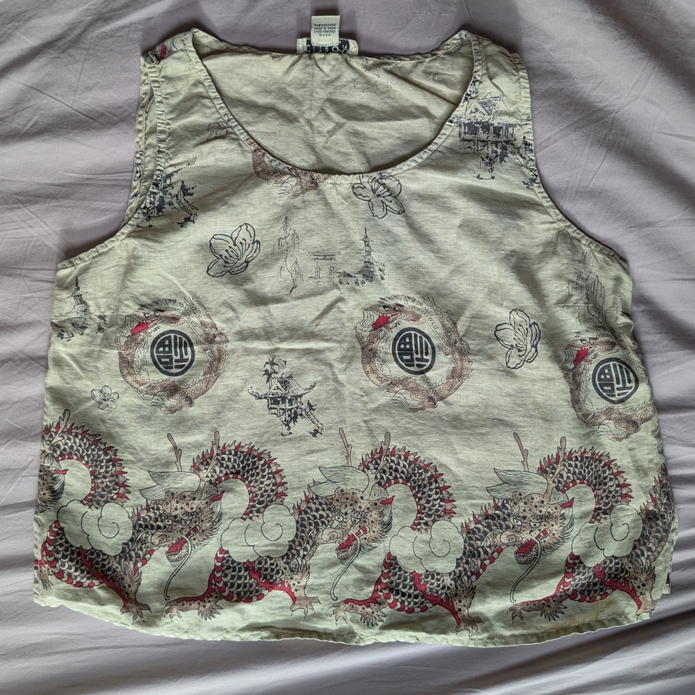Dragon Print Sleeveless Top